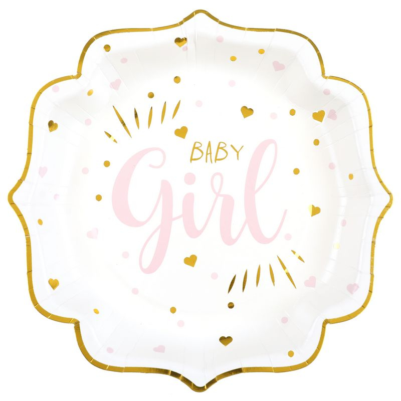 Baby Girl Paptallerkener - 10 stk (21 x 21 cm) | Babyshower Tallerkner - Temashop