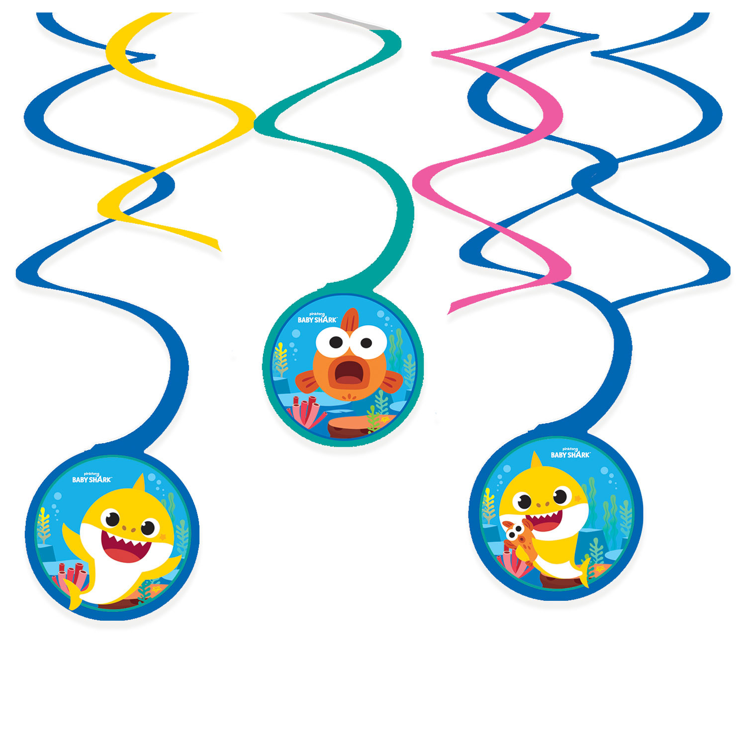 Baby Shark Swirls - 1 stk (60 x 30 cm) | Baby Shark Spiraler/string - Temashop
