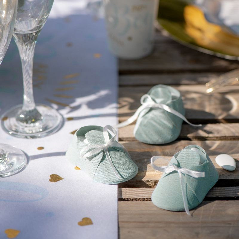 Babysko Bordpynt Støvet Lyseblå - 4 stk (8,5 x 4,5 x 3 cm) | Babyshower Centerpieces - Temashop