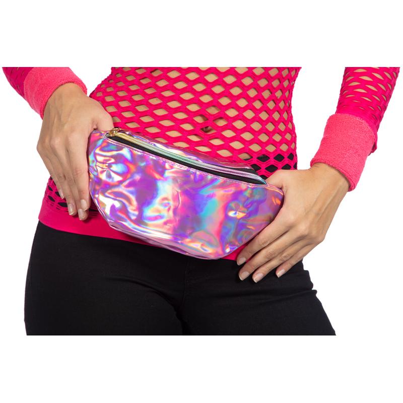 Bæltetaske Holografisk Pink | 80'erne Totally Taske / Pung - Kropstilbehør - Temashop