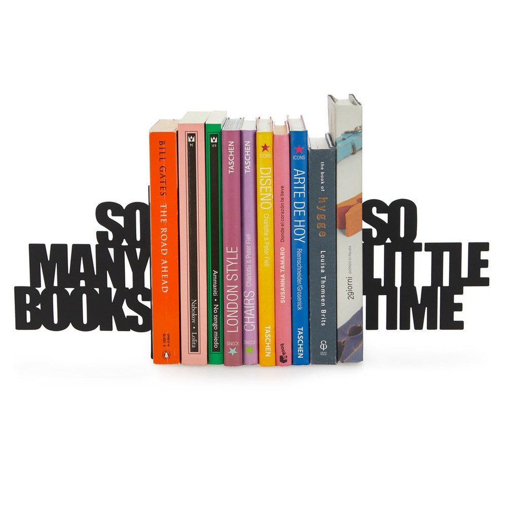So Many Books Bogstøtter Sort | Bogstaver Bøger - Temashop