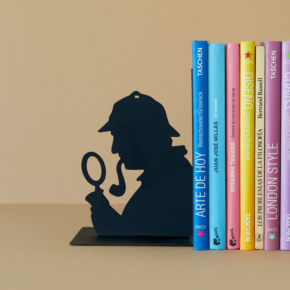 Sherlock Holmes Bogstøtte Sort (17 x 10 x 12 cm) | Inspektør Bøger - Temashop