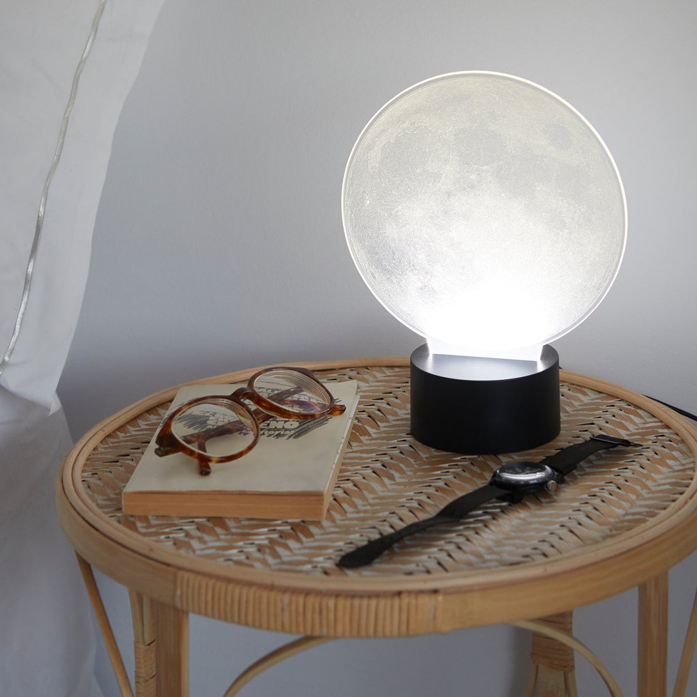 Måne Bordlampe Sort/Hvid (17 x 17 x 8 cm) | Måne Lamper - Temashop