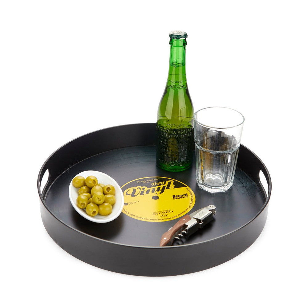 Vinyl Serveringsfad Sort (Ø 34,5 cm) | Musik Serveringsfad - Temashop