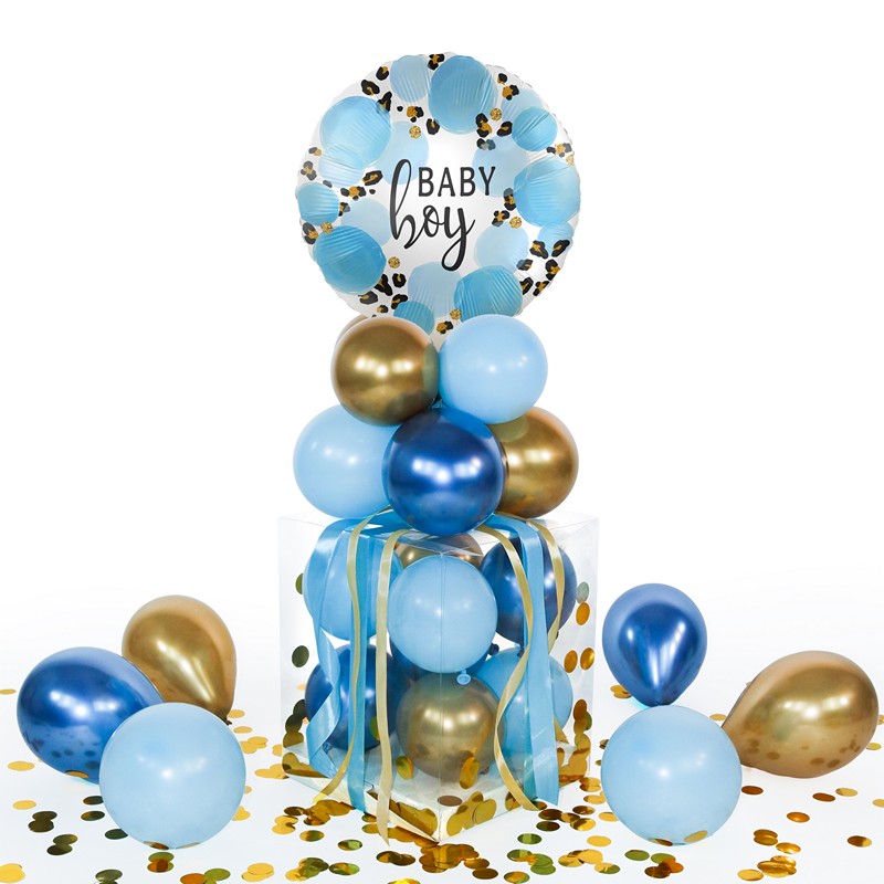 Balloha Box Baby Boy - 36 dele | Babyshower Ballonkasse - Temashop