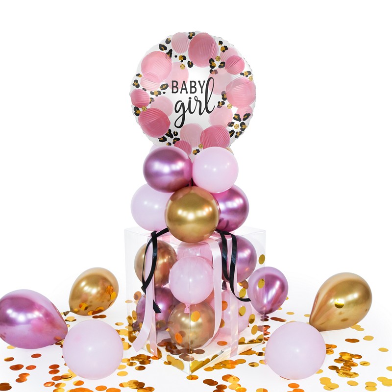 Balloha Box Baby Girl - 36 dele | Babyshower Ballonkasse - Temashop