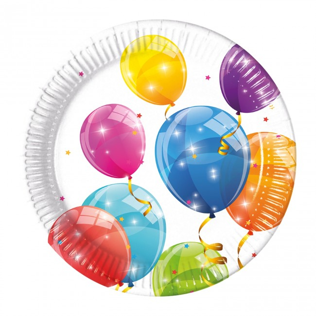 Ballon Paptallerkener - 8 stk (20 cm) - Temashop