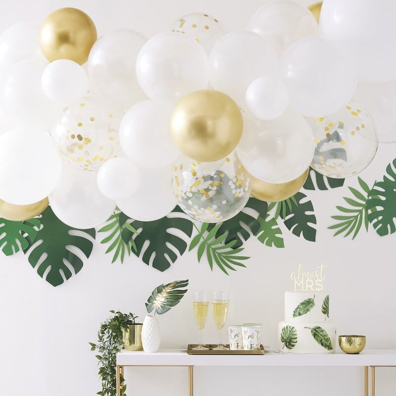 Ballonbue Krom Guld/Hvid - 57 dele (4 m) - Temashop