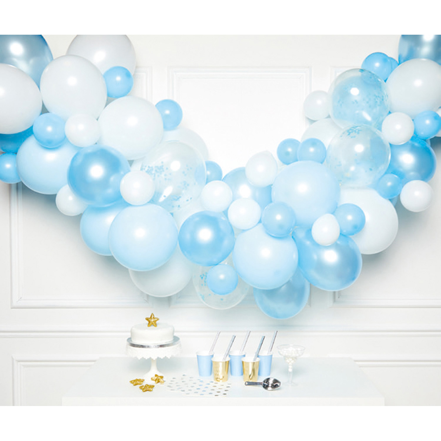 Ballonbue Lyseblå - 72 dele (4 m) | Blåt tema Ballonbue - Temashop