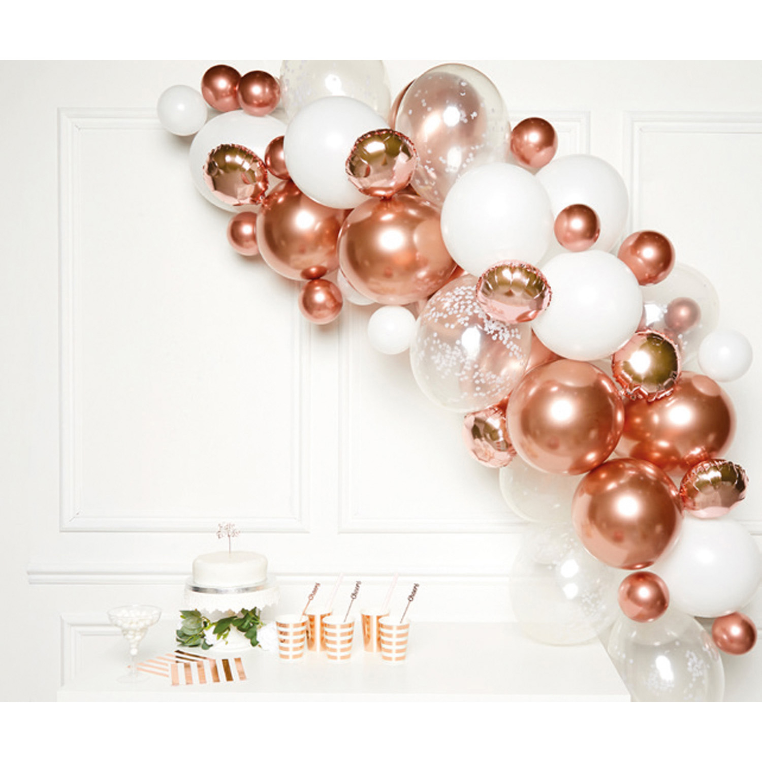 Ballonbue Rosaguld - 68 dele (4 m) | Rosaguld tema Ballonbue - Temashop