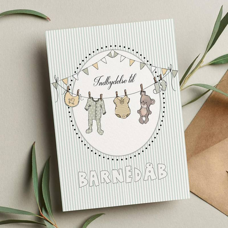Barnedåbsinvitationer - 6 stk (11,5 x 16 cm) | Dåb Invitationer - Temashop