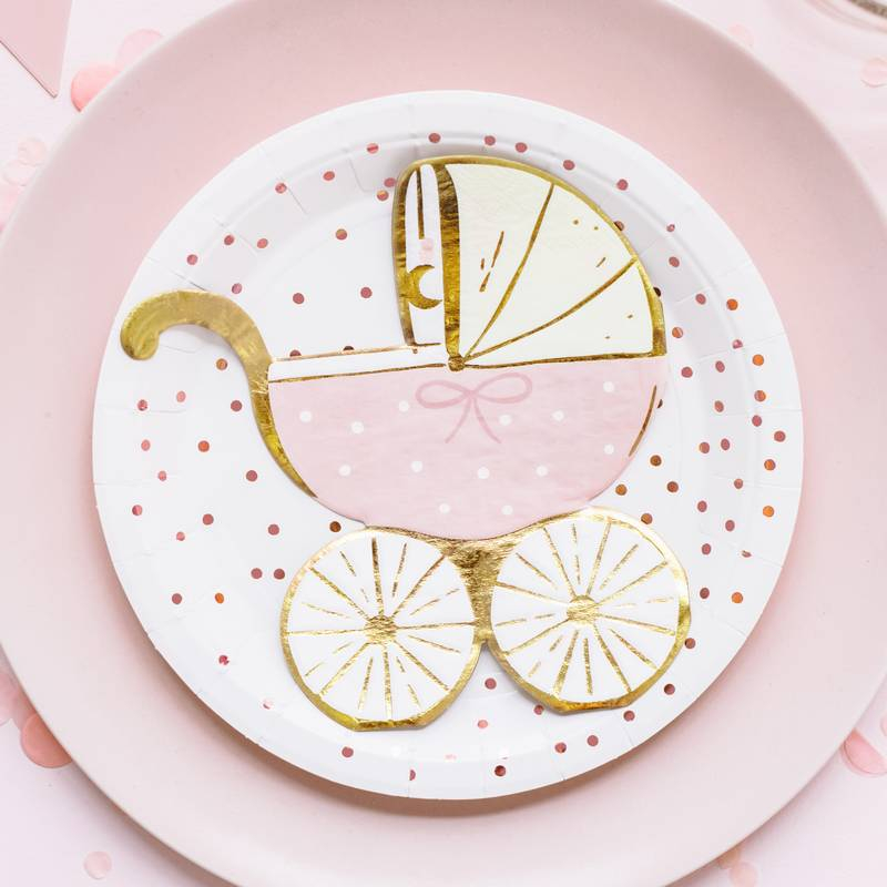 Barnevogn Servietter Lyserød - 20 stk (28 x 30 cm) | Babyshower Servietter - Temashop