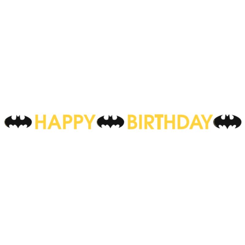 Batman Happy Birthday Banner - 1 stk (180 x 11 cm) | Batman Guirlander - Temashop