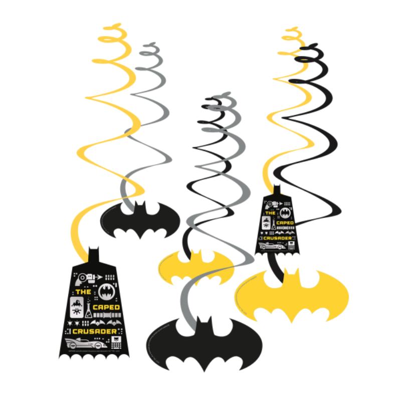 Batman Swirls - 6 stk (60 cm) | Batman Spiraler/string - Temashop