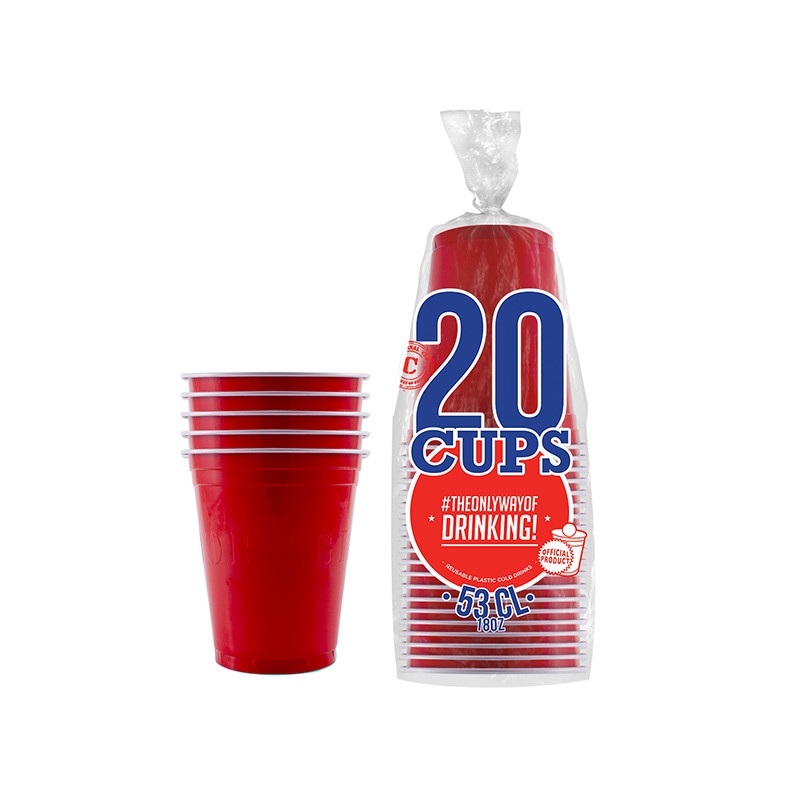 Beer Pong Kopper Rød - 20 stk (530 ml) | Drinks Krus - Temashop