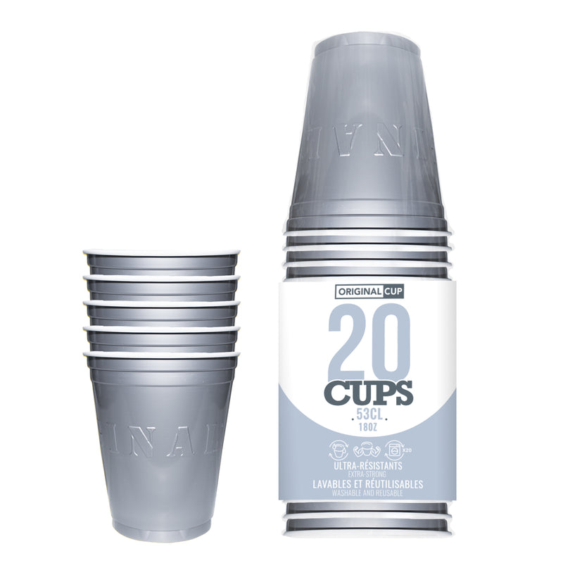 Beer Pong Kopper Sølv - 20 stk (53 cl) | Sølv tema Krus - Temashop