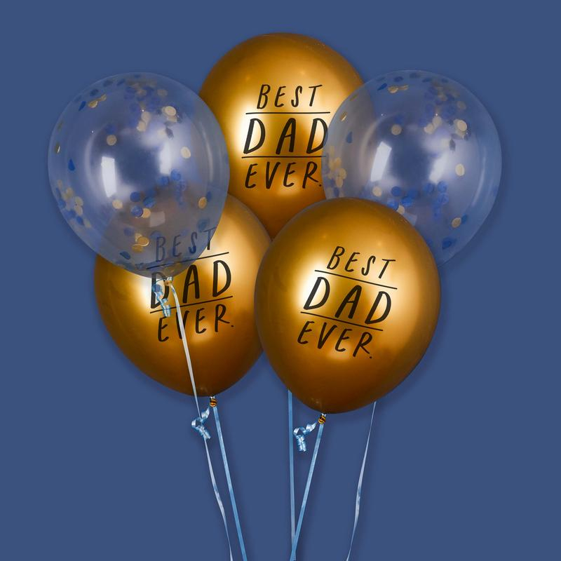 Best Dad Ever Ballon Mix - 5 stk (30 cm) | Fars dag Latexballoner - Temashop