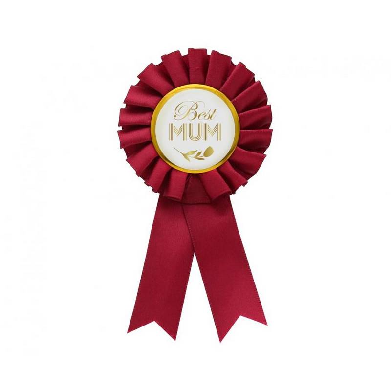 Best Mum Medaljerosette Rød | Mors Dag Badges / Brocher - Smykker - Temashop