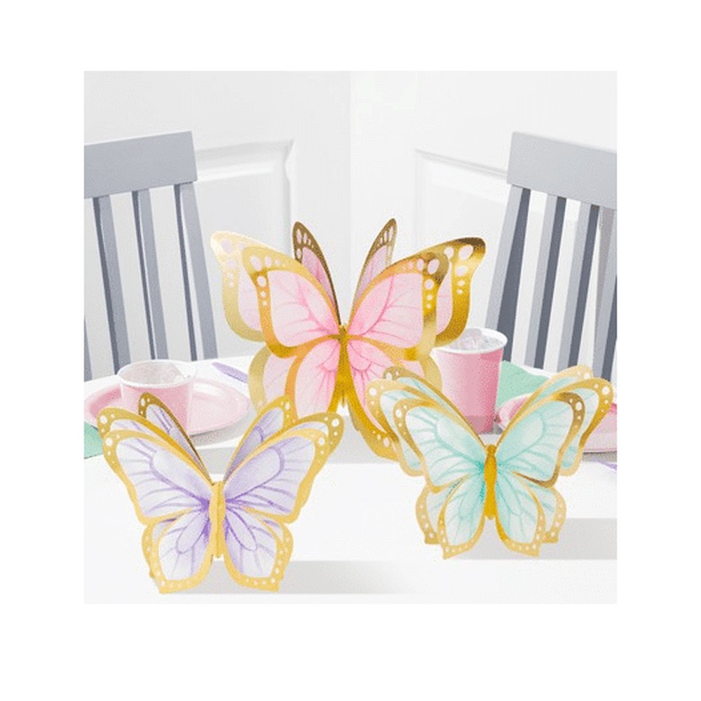 Sommerfugl Borddekoration - 3 stk (30 x 17 cm / 30 x 30 cm) | Sommerfugl Centerpieces - Temashop