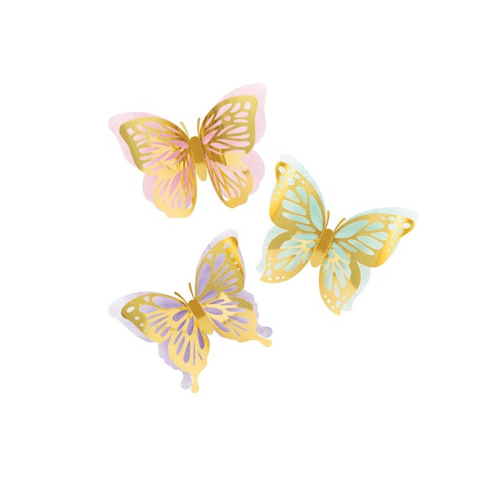 Sommerfugl Vægdekoration Rosa/Lilla/Mint
