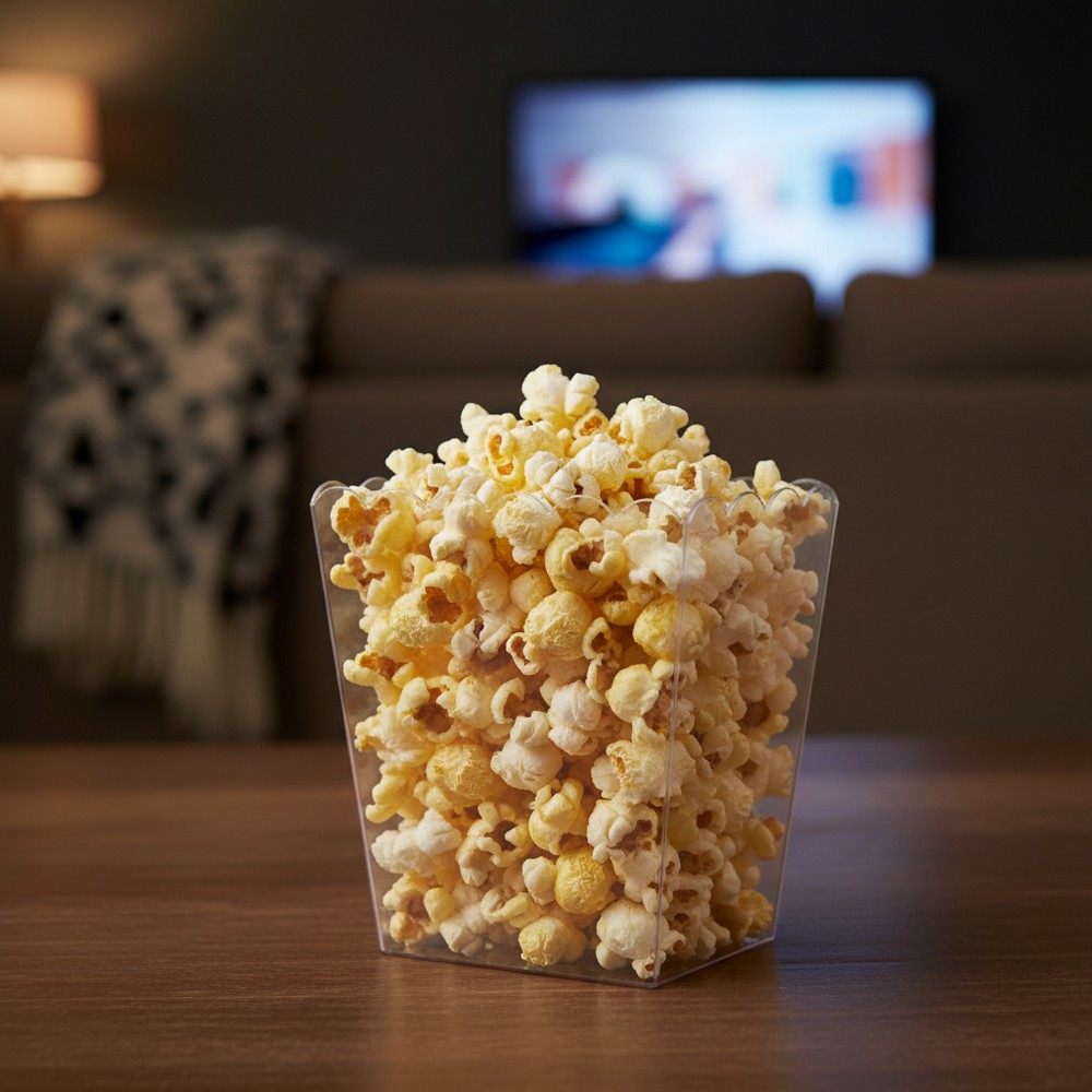 Popcornbæger Transparent - 1 stk (15,4 x 12,7 x 19,5 cm) - Temashop