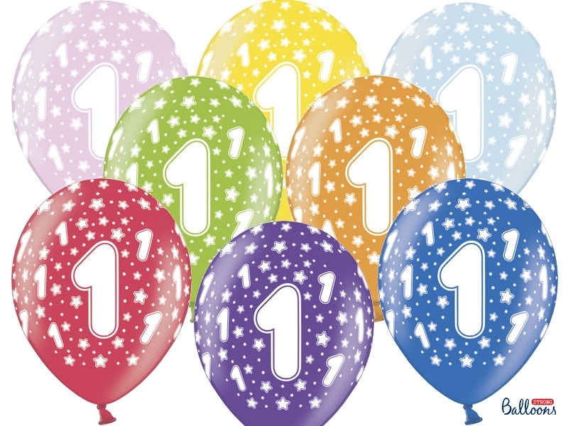 Tal Latexballoner Forskellige Farver - 50 stk (30 cm) | 1 år Latexballoner - Temashop