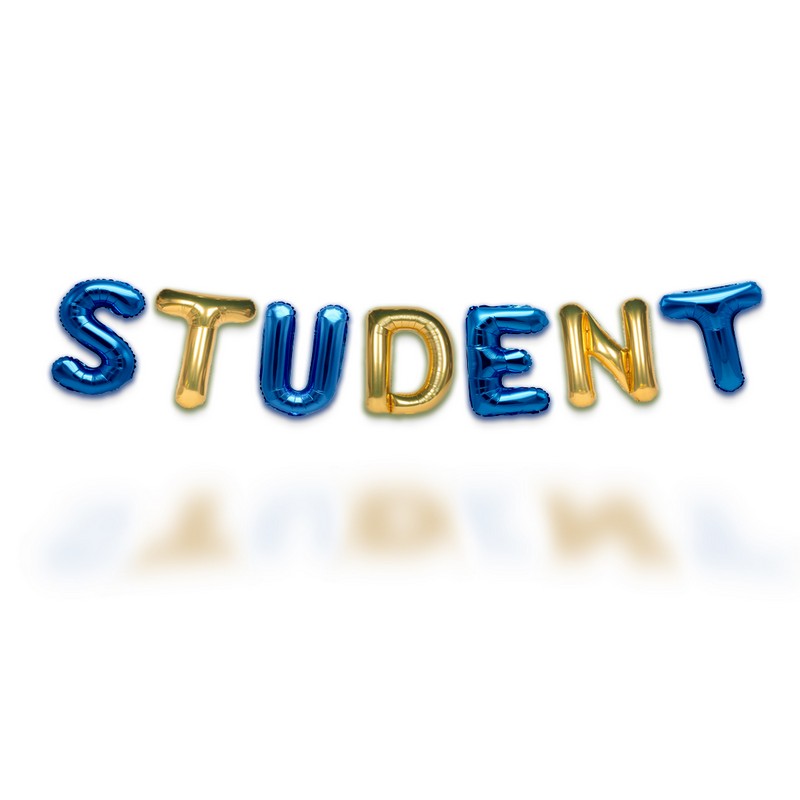 Student Ballonguirlande Blå/Guld - 7 stk (35 cm) | Studerende Folieballoner - Temashop