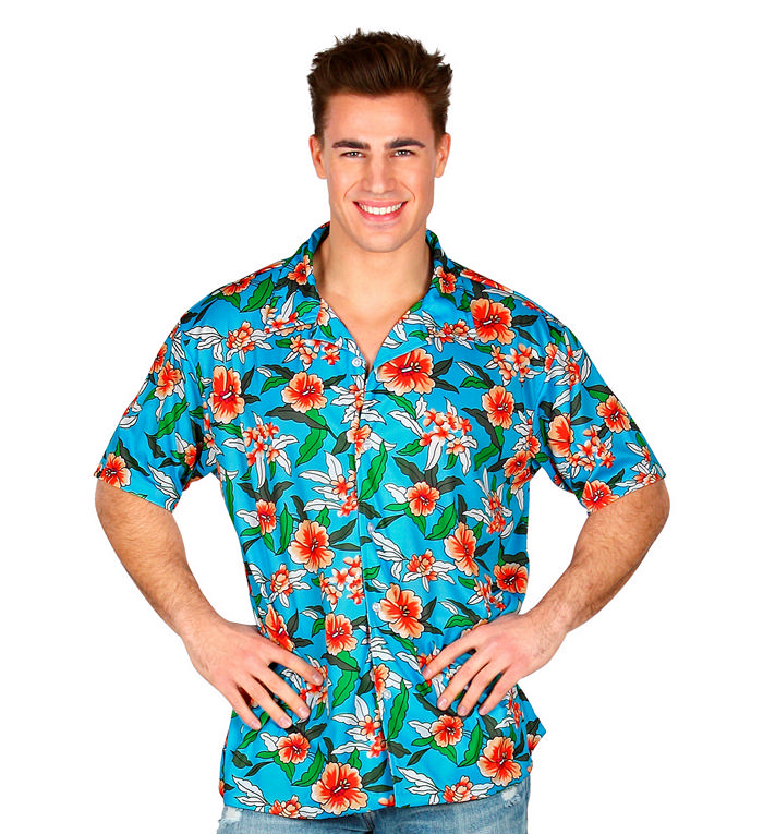 Blå Hawaiiskjorte med Blomster