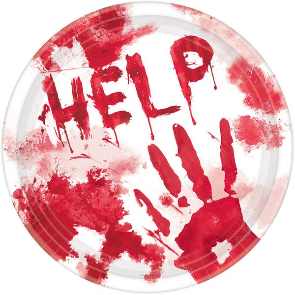 Blodig Halloween Tallerkener - 10 stk (22,8 cm) | Blodstænk Tallerkner - Temashop
