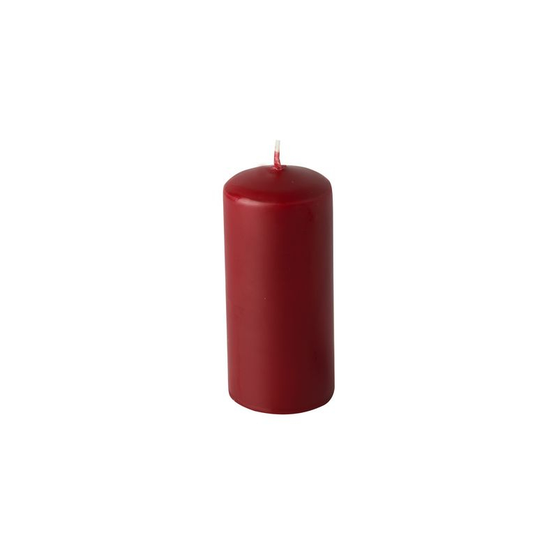 Bloklys Mørkerød - 10 stk (9 x 4 cm) | Rødt tema Lys / lysestager - Temashop