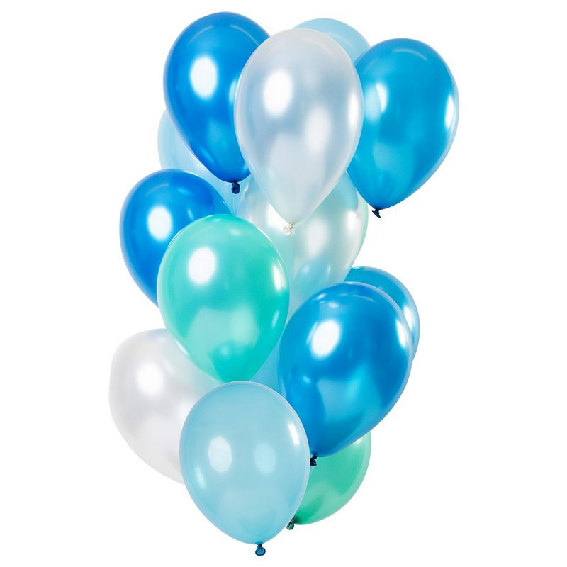 Blue Azur Ballon Mix - 15 stk (33 cm) - Temashop