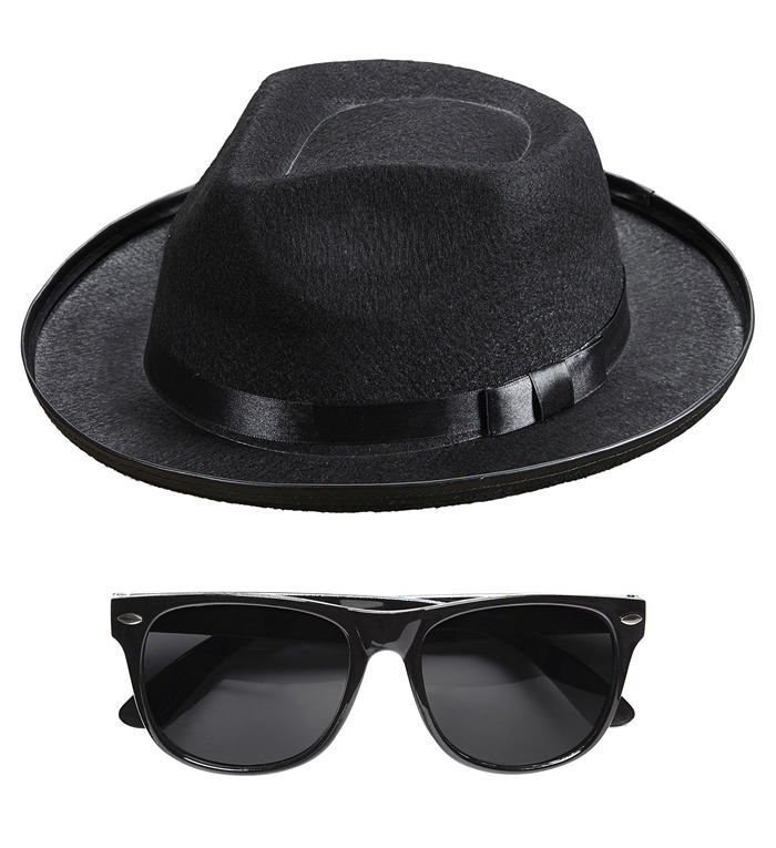 Blues Hat & Solbriller | 20'erne Gangster Tilbehørskit - Kropstilbehør - Temashop