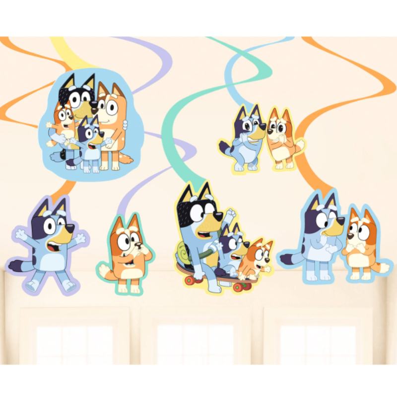 Bluey Swirls - 6 stk (50 - 60 cm) | Bluey Spiraler/string - Temashop