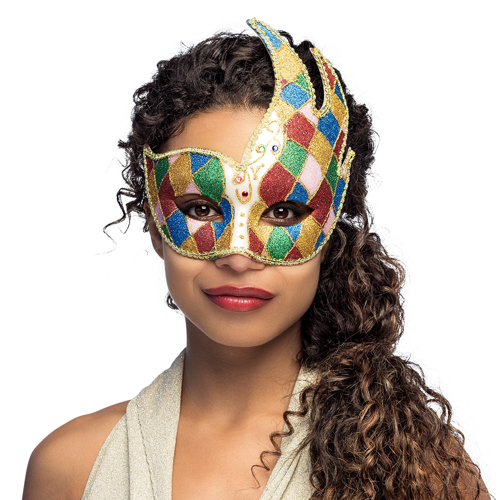 Harlekin Jester Øjenmaske | Harlequin Maske - Hovedtilbehør - Temashop