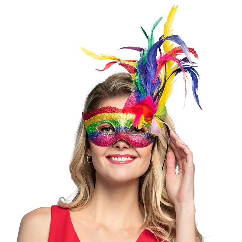 Maskerade Øjenmaske Regnbue | Karneval Maske - Hovedtilbehør - Temashop