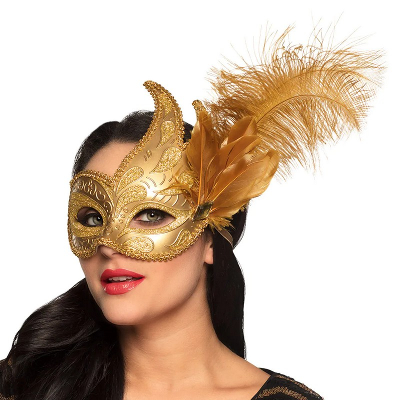 Maskerade Øjenmaske Guld | Karneval Maske - Hovedtilbehør - Temashop