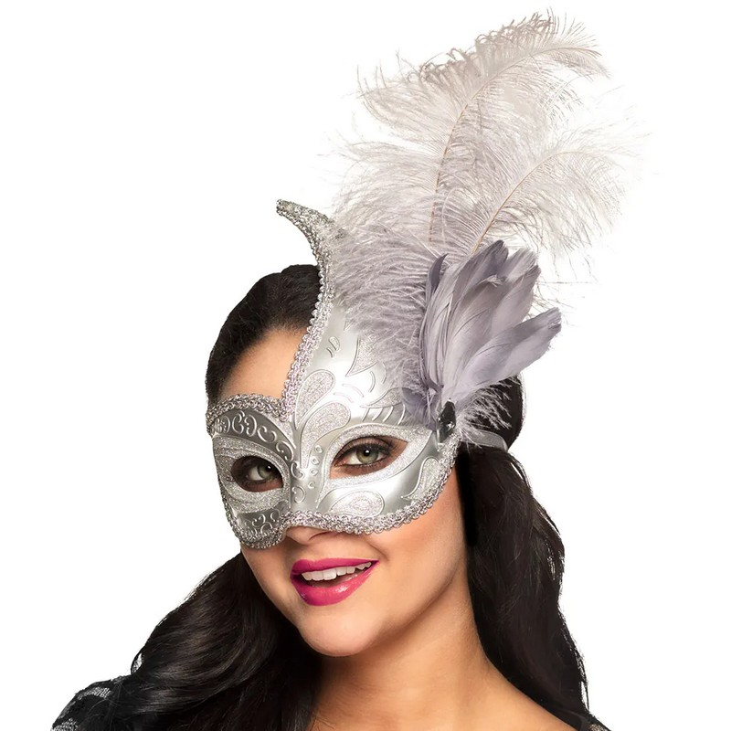 Maskerade Øjenmaske Sølv | Karneval Maske - Hovedtilbehør - Temashop