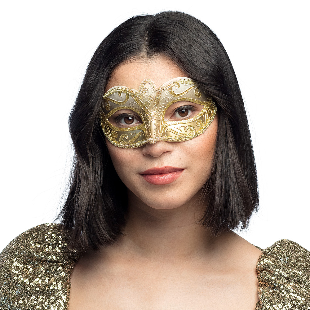 Venetiansk Øjenmaske Guld | Masquerade Maske - Hovedtilbehør - Temashop