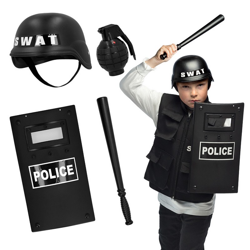 SWAT Børnesæt (40 cm) | Politi Tilbehørskit - Kropstilbehør - Temashop