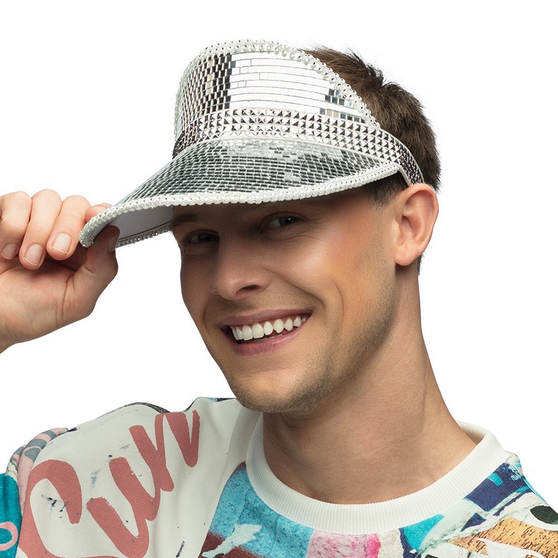 Glimmer Solkasket Sølv | 70'erne Disco Hat / Hue / Hjelm - Hovedtilbehør - Temashop