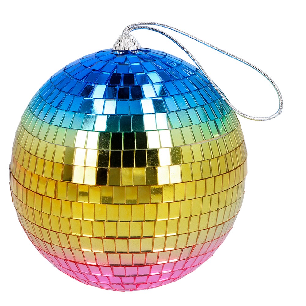 Diskokugle Regnbue - 1 stk (Ø 15 cm) | 70'erne Disco Dekorationskugler - Temashop