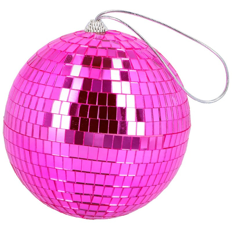 Diskokugle Pink - 1 stk (15 cm) | 70'erne Disco Spiraler/string - Temashop
