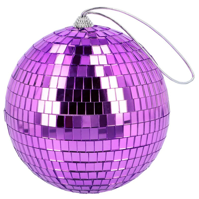 Diskokugle Lilla - 1 stk (15 cm) | 70'erne Disco Spiraler/string - Temashop