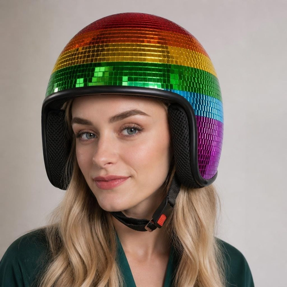 Disko Hjelm Regnbue (59 cm) | 70'erne Disco Hat / Hue / Hjelm - Hovedtilbehør - Temashop