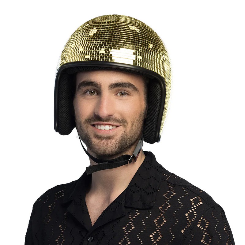 Disko Hjelm Guld | 70'erne Disco Hat / Hue / Hjelm - Hovedtilbehør - Temashop