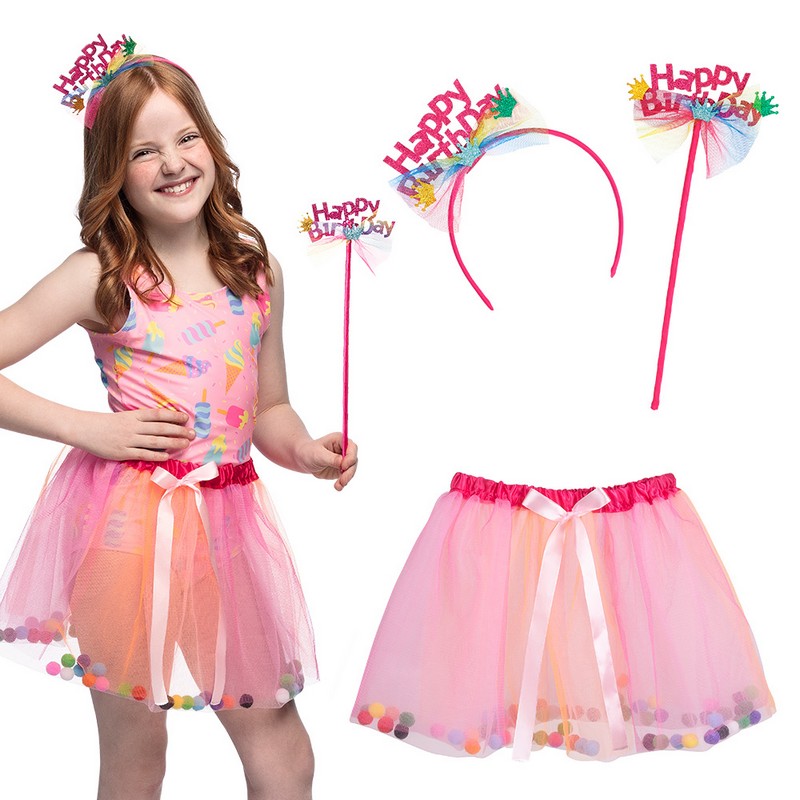 Happy Birthday Fe Børnekostume - Fantasy / Eventyr kostume til børn | Fe udklædning til børn - Temashop