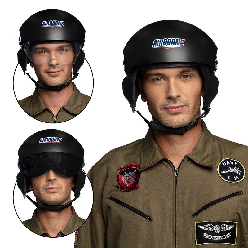 Pilot Hjelm Sort (60 cm) | Pilot Hat / Hue / Hjelm - Hovedtilbehør - Temashop