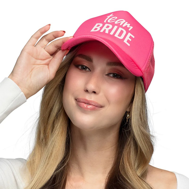 Team Bride Kasket Pink | Bachelorette Hat / Hue / Hjelm - Hovedtilbehør - Temashop