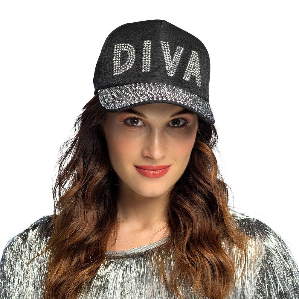 Diva Diamant Kasket Sort | Sølv tema Hat / Hue / Hjelm - Hovedtilbehør - Temashop