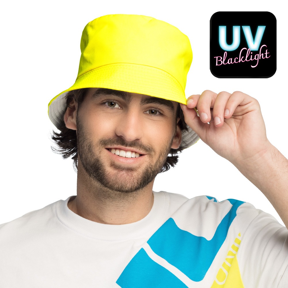 Bøllehat Rave Neon Gul (58 cm) | UV / Neon Hat / Hue / Hjelm - Hovedtilbehør - Temashop